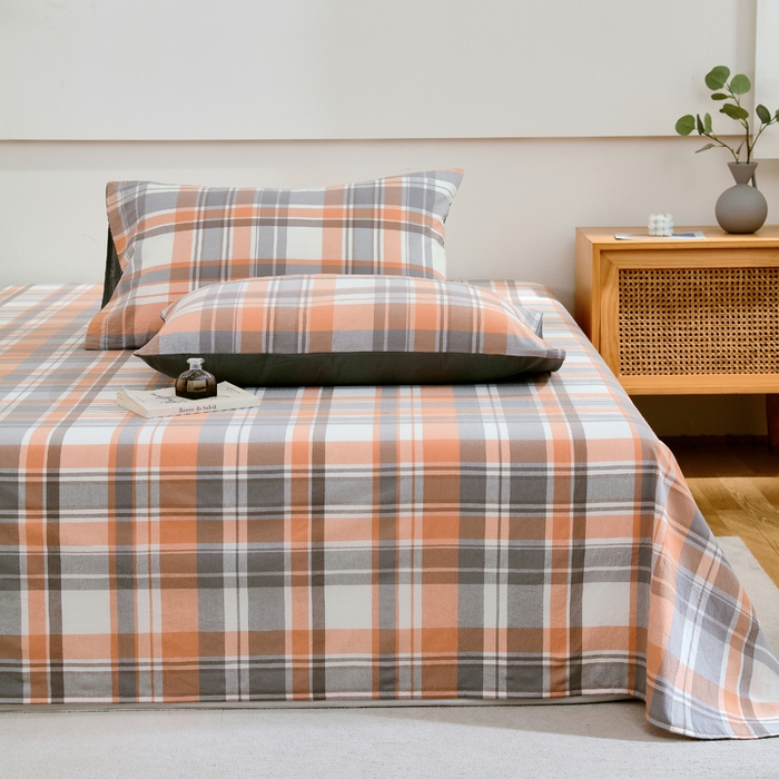 91家纺网 家纺一手货源 找家纺 春皖家纺 2026新款色织AB版水洗棉三件套四件套单品系列（单床单-A版风格一） 素雅-莱恩