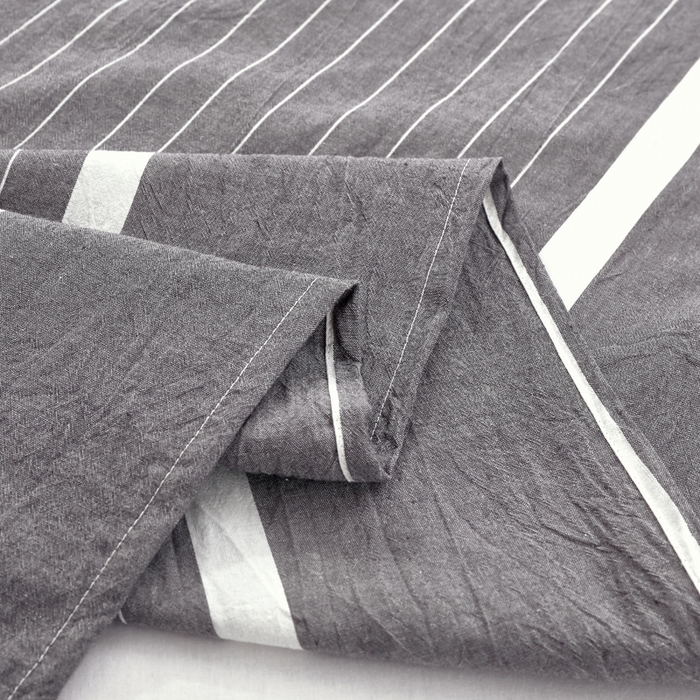 91家纺网 家纺一手货源 找家纺 春皖家纺 2026新款色织AB版水洗棉三件套四件套单品系列（单床单-A版风格一） 素雅-灰条