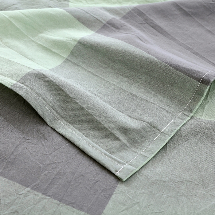 91家纺网 家纺一手货源 找家纺 春皖家纺 2026新款色织AB版水洗棉三件套四件套单品系列（单床单-A版风格一） 素雅-清格