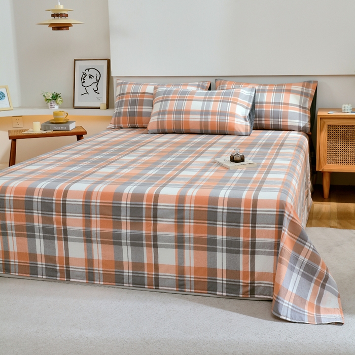 91家纺网 家纺一手货源 找家纺 春皖家纺 2026新款色织AB版水洗棉三件套四件套单品系列（单床单-A版风格一） 素雅-莱恩