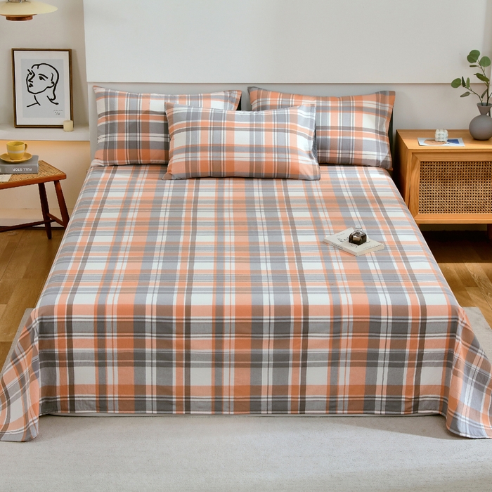 春皖家纺 2026新款色织AB版水洗棉三件套四件套单品系列（单床单-A版风格一） 素雅-莱恩