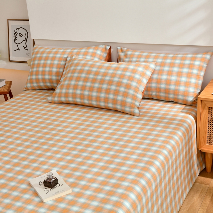 91家纺网 家纺一手货源 找家纺 春皖家纺 2026新款色织AB版水洗棉三件套四件套单品系列（单床单-A版风格一） 素雅-沐夏