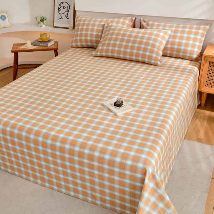 91家纺网 家纺一手货源 找家纺 春皖家纺 2026新款色织AB版水洗棉三件套四件套单品系列（单床单-A版风格一） 素雅-沐夏