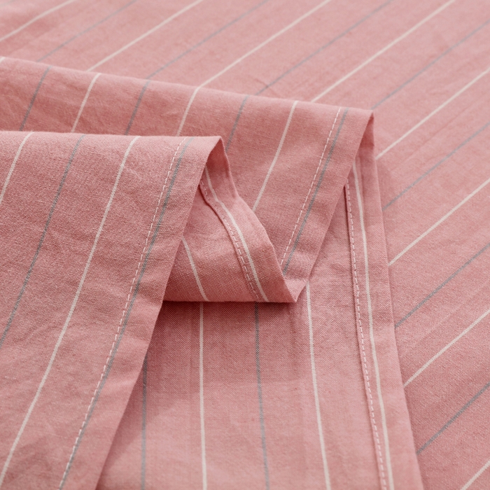 91家纺网 家纺一手货源 找家纺 春皖家纺 2026新款色织AB版水洗棉三件套四件套单品系列（单床单-A版风格一） 素雅-蔻粉