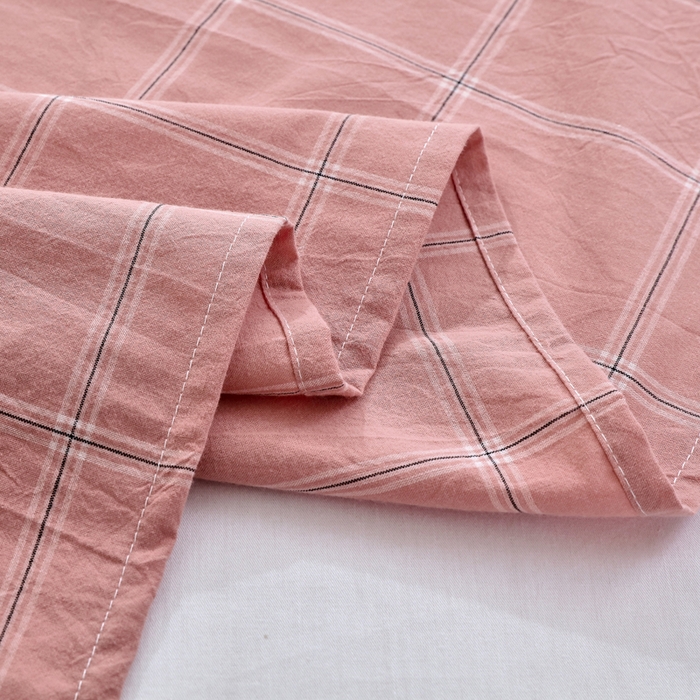 91家纺网 家纺一手货源 找家纺 春皖家纺 2026新款色织AB版水洗棉三件套四件套单品系列（单床单-A版风格一） 素雅-韵粉