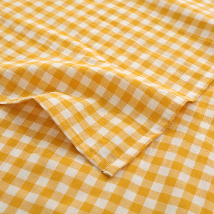 91家纺网 家纺一手货源 找家纺 春皖家纺 2026新款色织AB版水洗棉三件套四件套单品系列（单床单-A版风格一） 朱羽-黄格