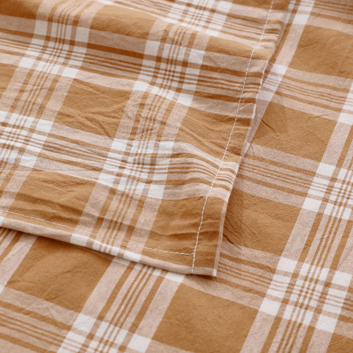 91家纺网 家纺一手货源 找家纺 春皖家纺 2026新款色织AB版水洗棉三件套四件套单品系列（单床单-A版风格一） 素雅-黄格