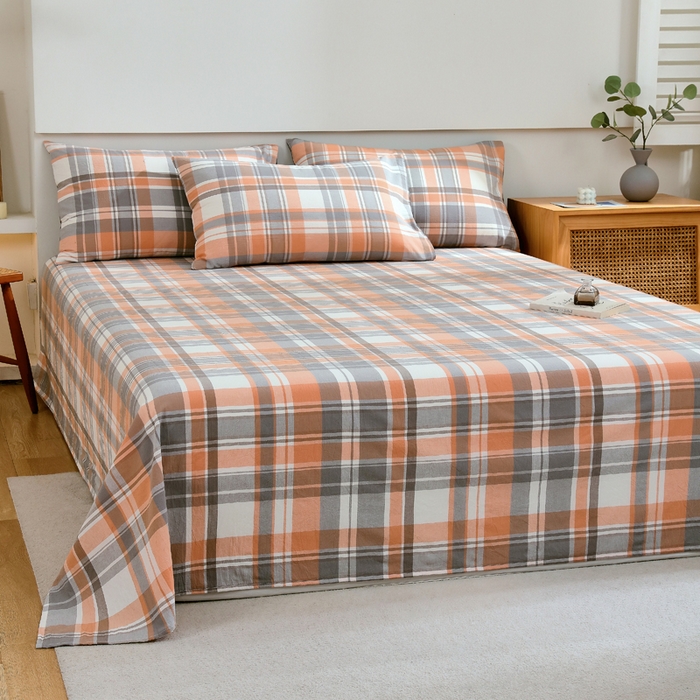 91家纺网 家纺一手货源 找家纺 春皖家纺 2026新款色织AB版水洗棉三件套四件套单品系列（单床单-A版风格一） 素雅-莱恩