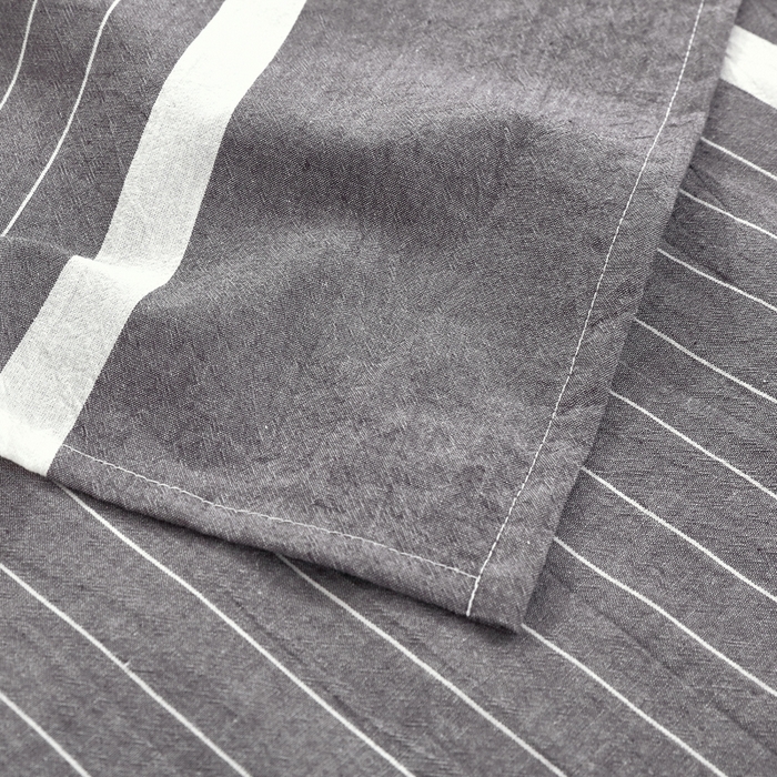 91家纺网 家纺一手货源 找家纺 春皖家纺 2026新款色织AB版水洗棉三件套四件套单品系列（单床单-A版风格一） 素雅-灰条