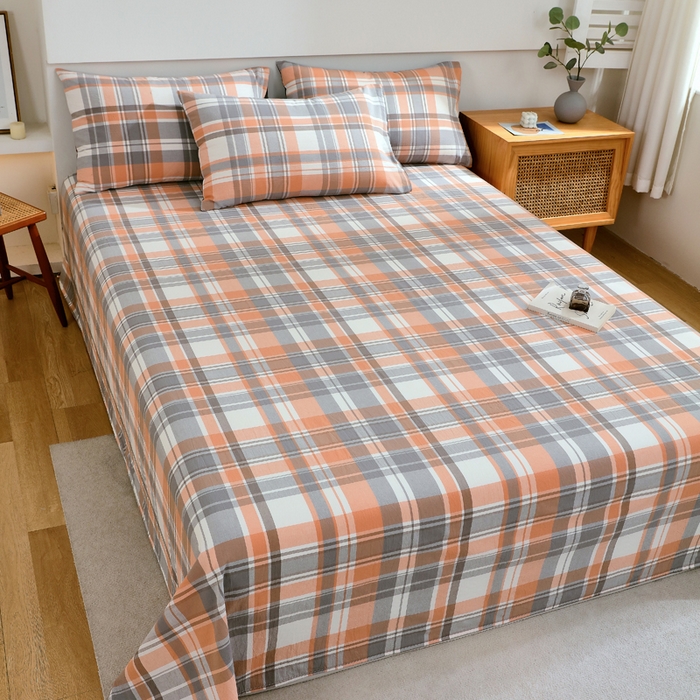 91家纺网 家纺一手货源 找家纺 春皖家纺 2026新款色织AB版水洗棉三件套四件套单品系列（单床单-A版风格一） 素雅-莱恩