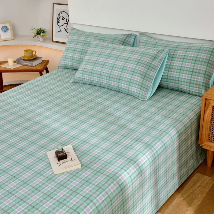 91家纺网 家纺一手货源 找家纺 春皖家纺 2026新款色织AB版水洗棉三件套四件套单品系列（单床单-A版风格一） 素雅-情调