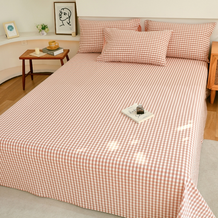 91家纺网 家纺一手货源 找家纺 春皖家纺 2026新款色织AB版水洗棉三件套四件套单品系列（单床单-A版风格一） 素雅-玉格