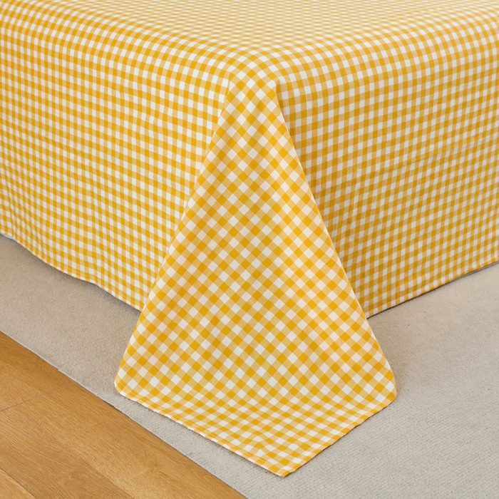 91家纺网 家纺一手货源 找家纺 春皖家纺 2026新款色织AB版水洗棉三件套四件套单品系列（单床单-A版风格一） 朱羽-黄格