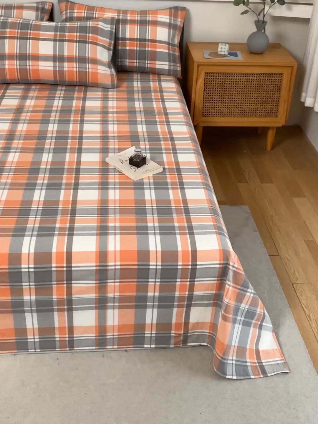 91家纺网 家纺一手货源 找家纺 春皖家纺 2026新款色织AB版水洗棉三件套四件套单品系列（单床单-A版风格一） 素雅-莱恩