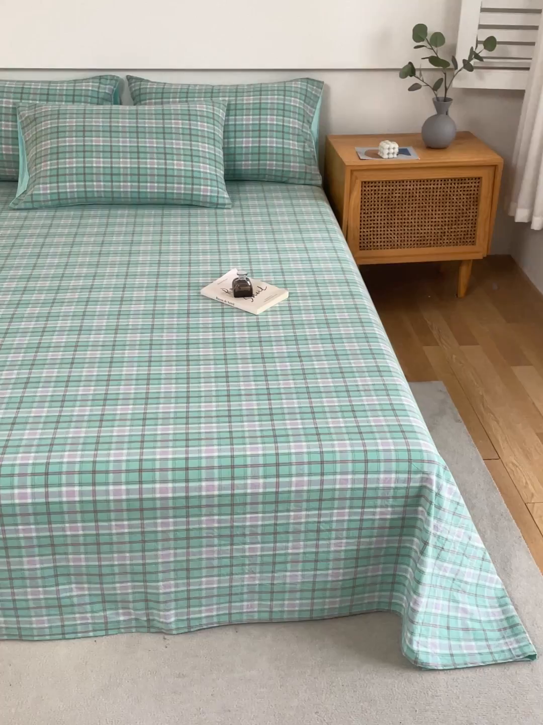 91家纺网 家纺一手货源 找家纺 春皖家纺 2026新款色织AB版水洗棉三件套四件套单品系列（单床单-A版风格一） 素雅-情调