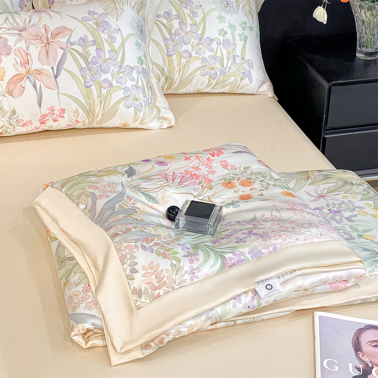 91家纺网 家纺一手货源 找家纺 笙意家纺 2026A类水洗冰丝数码印花宽边夏被四件套时染