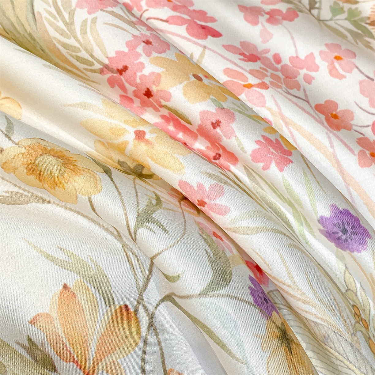 91家纺网 家纺一手货源 找家纺 笙意家纺 2026A类水洗冰丝数码印花宽边夏被四件套时染