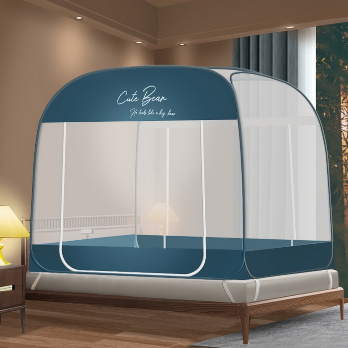 91家纺网 家纺一手货源 找家纺 （总）豪梦园蚊帐工厂店 2026新款免安装高档布艺+防咬层布边款蒙古包蚊帐