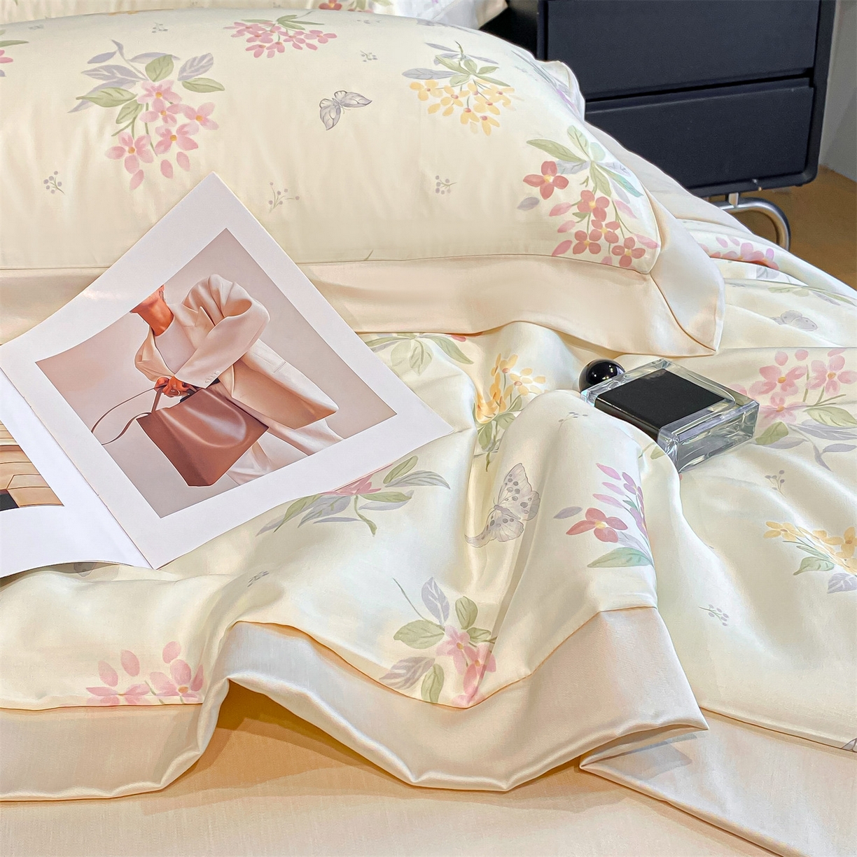 91家纺网 家纺一手货源 找家纺 笙意家纺 2026A类水洗冰丝数码印花宽边夏被四件套颜序