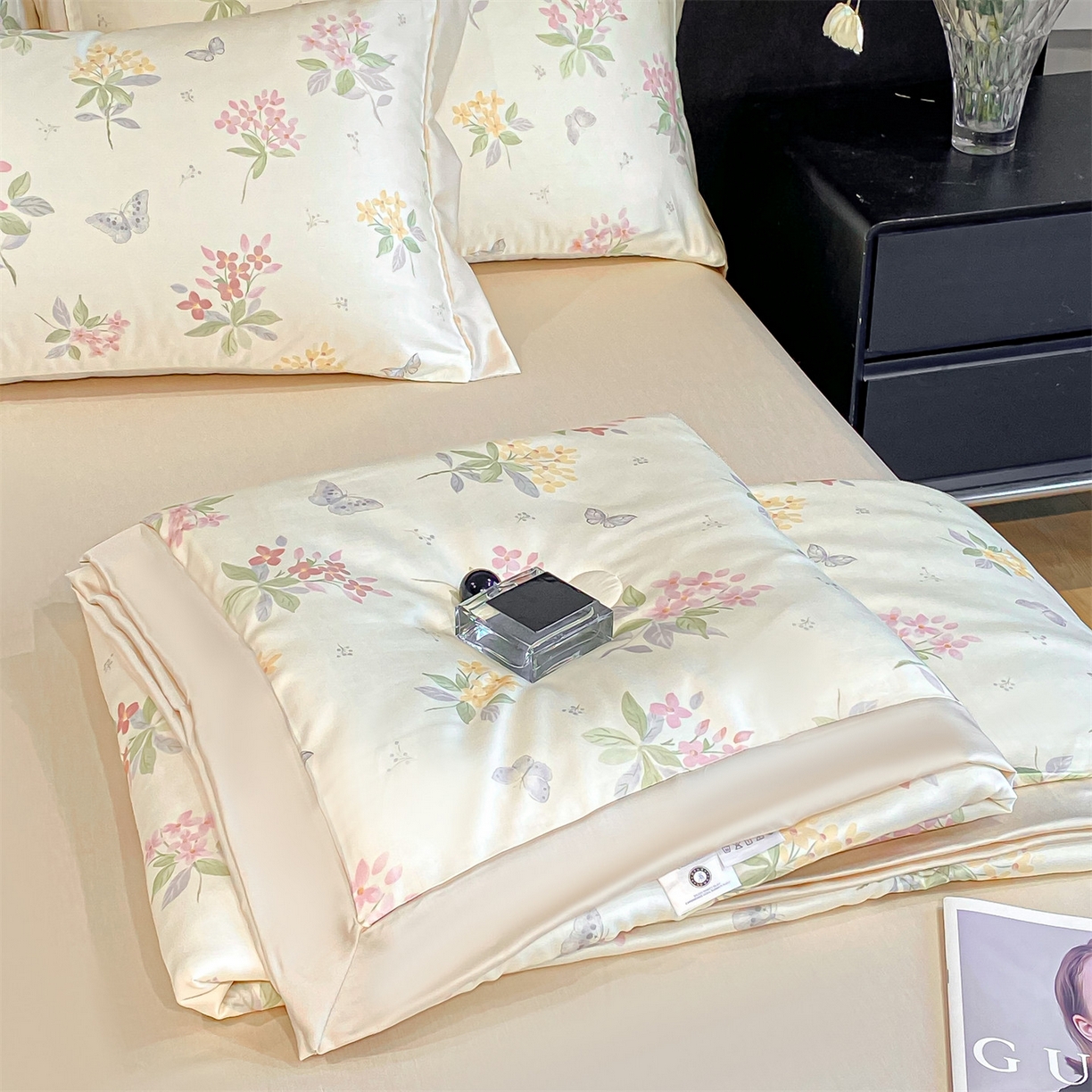 91家纺网 家纺一手货源 找家纺 笙意家纺 2026A类水洗冰丝数码印花宽边夏被四件套颜序