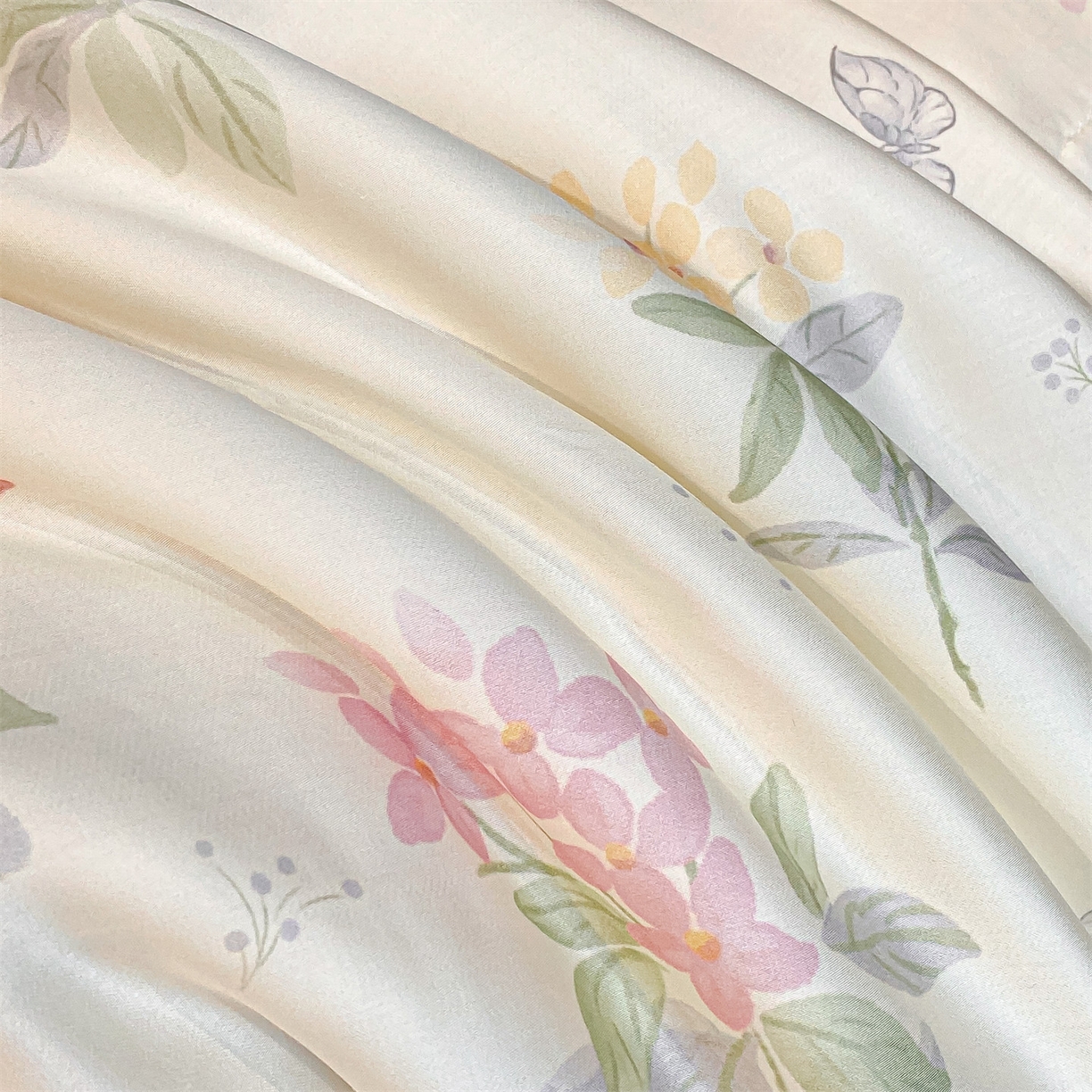 91家纺网 家纺一手货源 找家纺 笙意家纺 2026A类水洗冰丝数码印花宽边夏被四件套颜序