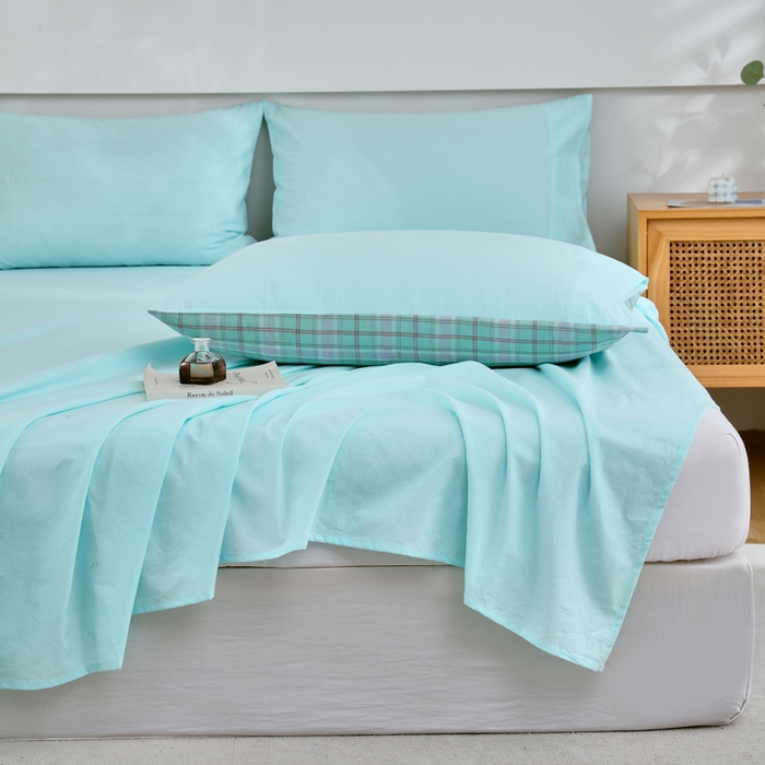 91家纺网 家纺一手货源 找家纺 （总）春皖家纺 2026新款色织AB版水洗棉三件套四件套单品系列（单床单-B版风格一）