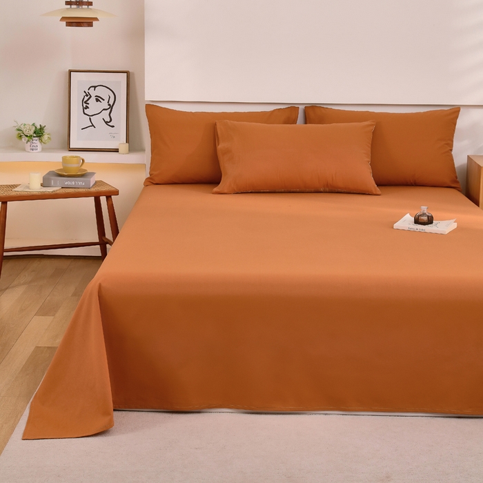 91家纺网 家纺一手货源 找家纺 春皖家纺 2026新款色织AB版水洗棉三件套四件套单品系列（单床单-B版风格一） 素雅焦糖