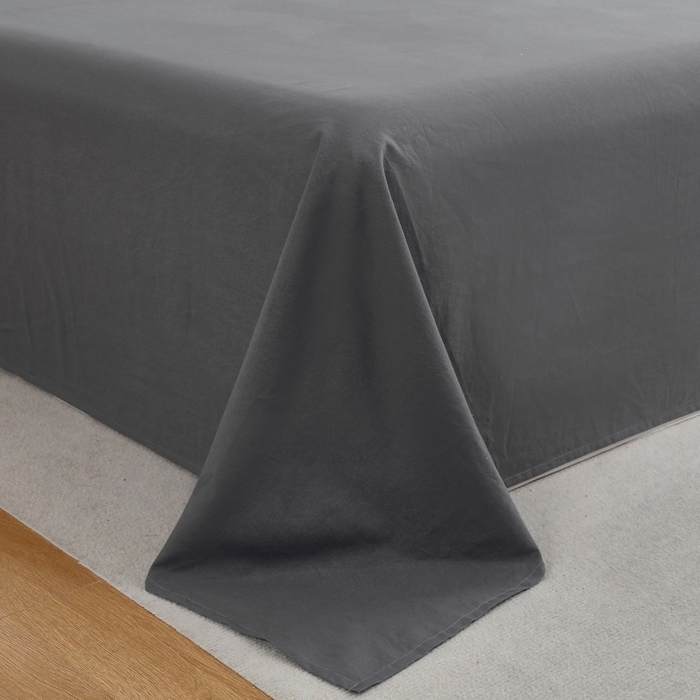 91家纺网 家纺一手货源 找家纺 春皖家纺 2026新款色织AB版水洗棉三件套四件套单品系列（单床单-B版风格一） 素雅墨灰