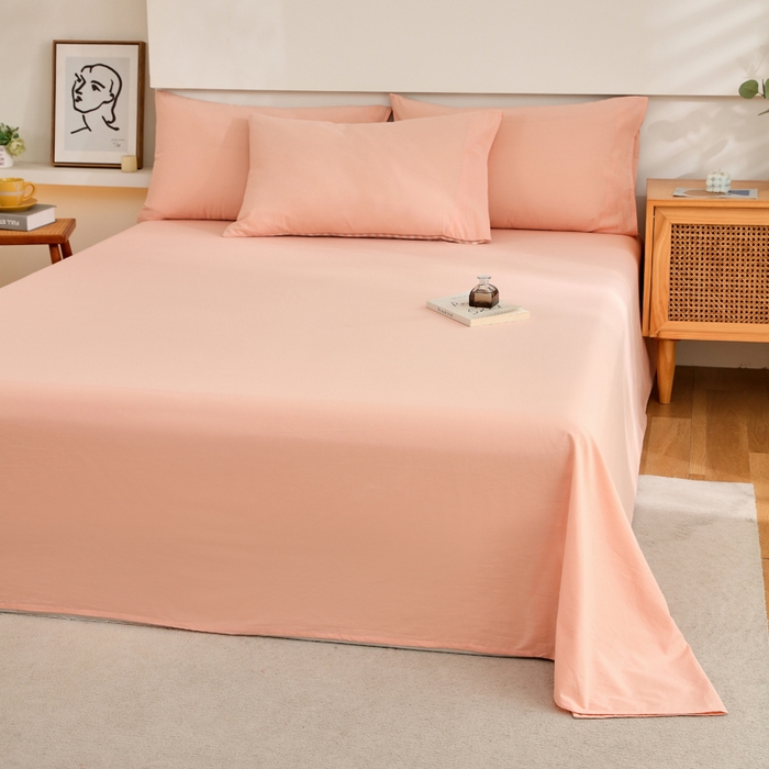 91家纺网 家纺一手货源 找家纺 春皖家纺 2026新款色织AB版水洗棉三件套四件套单品系列（单床单-B版风格一） 素雅浅玉