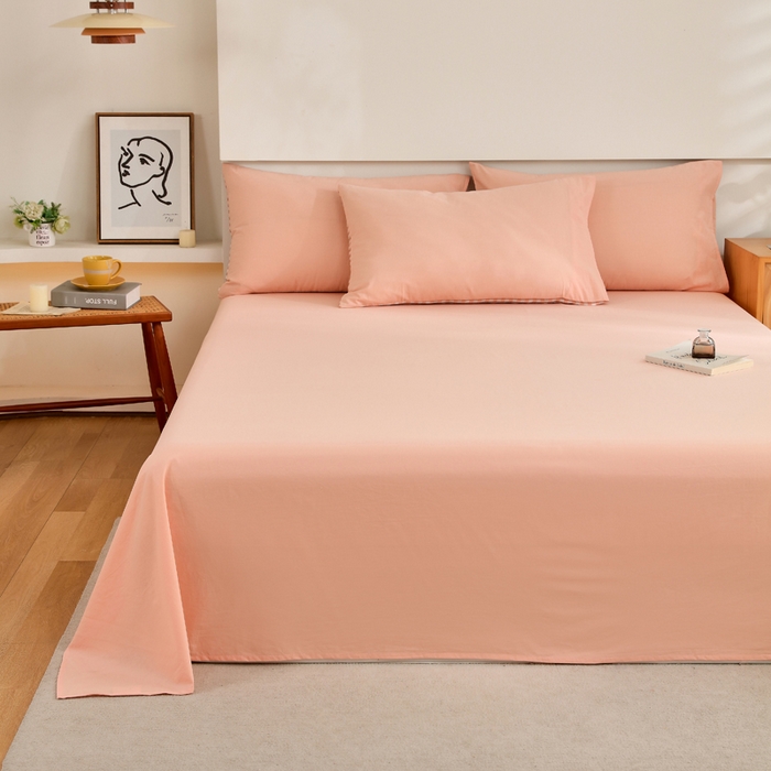 91家纺网 家纺一手货源 找家纺 春皖家纺 2026新款色织AB版水洗棉三件套四件套单品系列（单床单-B版风格一） 素雅浅玉