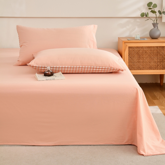 91家纺网 家纺一手货源 找家纺 春皖家纺 2026新款色织AB版水洗棉三件套四件套单品系列（单床单-B版风格一） 素雅浅玉