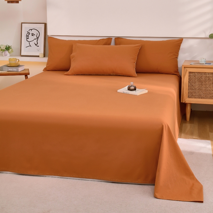 91家纺网 家纺一手货源 找家纺 春皖家纺 2026新款色织AB版水洗棉三件套四件套单品系列（单床单-B版风格一） 素雅焦糖