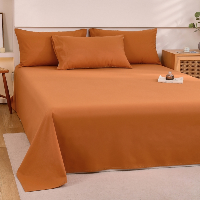 91家纺网 家纺一手货源 找家纺 春皖家纺 2026新款色织AB版水洗棉三件套四件套单品系列（单床单-B版风格一） 素雅焦糖