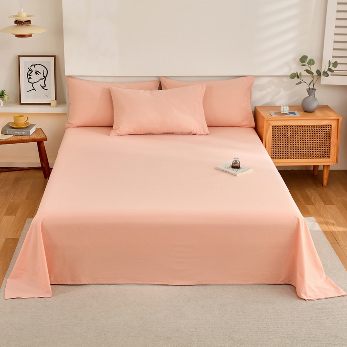 春皖家纺 2026新款色织AB版水洗棉三件套四件套单品系列（单床单-B版风格一） 素雅浅玉