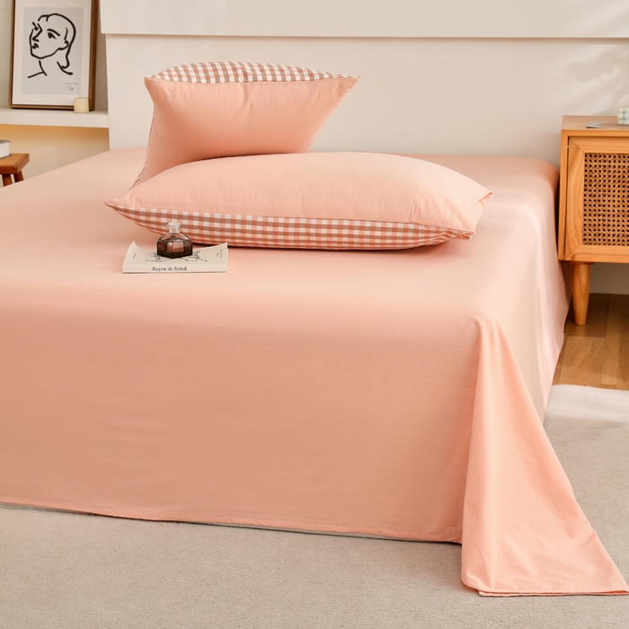 91家纺网 家纺一手货源 找家纺 春皖家纺 2026新款色织AB版水洗棉三件套四件套单品系列（单床单-B版风格一） 素雅浅玉