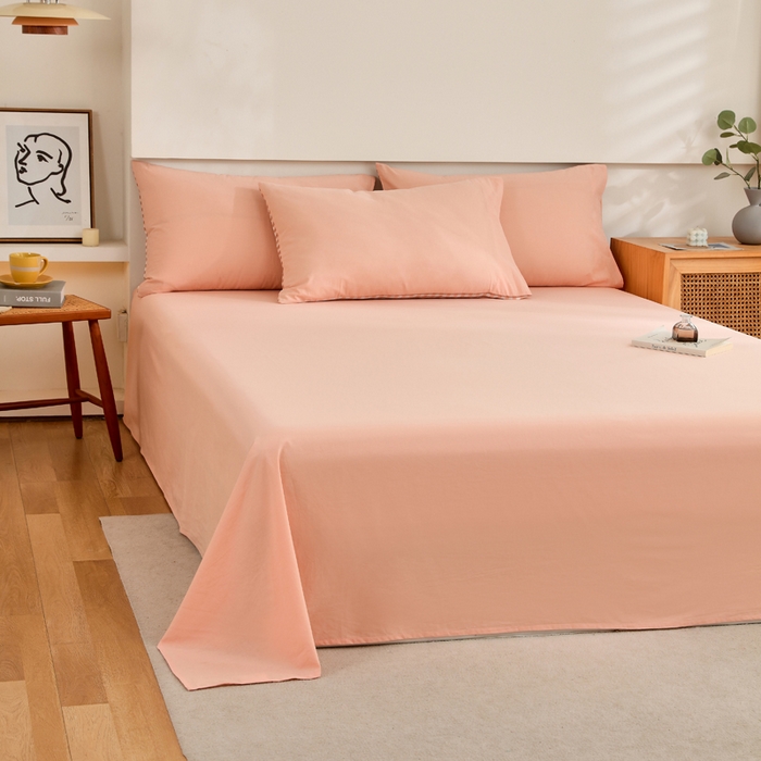 91家纺网 家纺一手货源 找家纺 春皖家纺 2026新款色织AB版水洗棉三件套四件套单品系列（单床单-B版风格一） 素雅浅玉