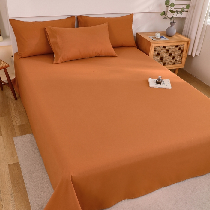 91家纺网 家纺一手货源 找家纺 春皖家纺 2026新款色织AB版水洗棉三件套四件套单品系列（单床单-B版风格一） 素雅焦糖