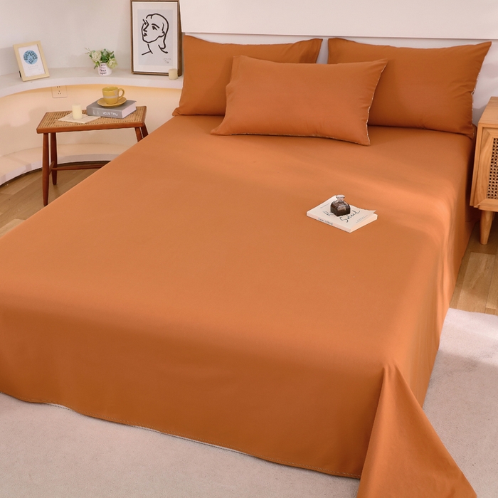 91家纺网 家纺一手货源 找家纺 春皖家纺 2026新款色织AB版水洗棉三件套四件套单品系列（单床单-B版风格一） 素雅焦糖