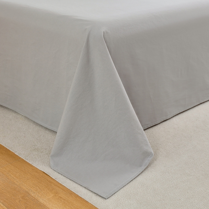 91家纺网 家纺一手货源 找家纺 春皖家纺 2026新款色织AB版水洗棉三件套四件套单品系列（单床单-B版风格一） 素雅浅灰