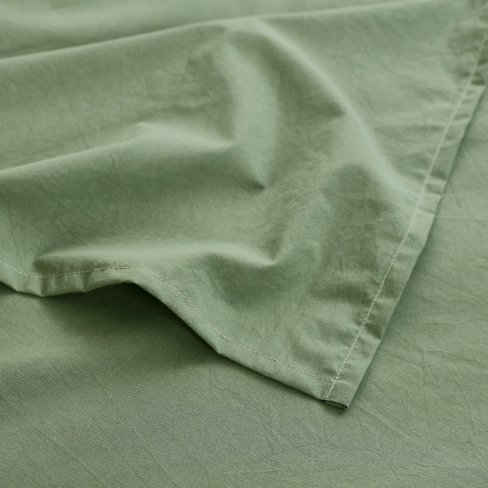 91家纺网 家纺一手货源 找家纺 春皖家纺 2026新款色织AB版水洗棉三件套四件套单品系列（单床单-B版风格一） 素雅军绿