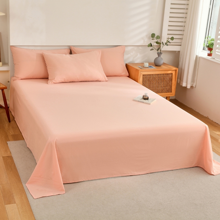 91家纺网 家纺一手货源 找家纺 春皖家纺 2026新款色织AB版水洗棉三件套四件套单品系列（单床单-B版风格一） 素雅浅玉