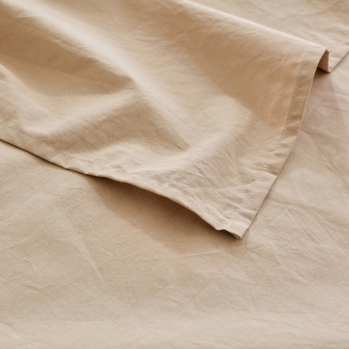 91家纺网 家纺一手货源 找家纺 春皖家纺 2026新款色织AB版水洗棉三件套四件套单品系列（单床单-B版风格一） 素雅卡其