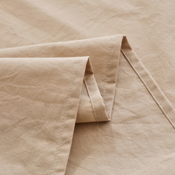 91家纺网 家纺一手货源 找家纺 春皖家纺 2026新款色织AB版水洗棉三件套四件套单品系列（单床单-B版风格一） 素雅卡其