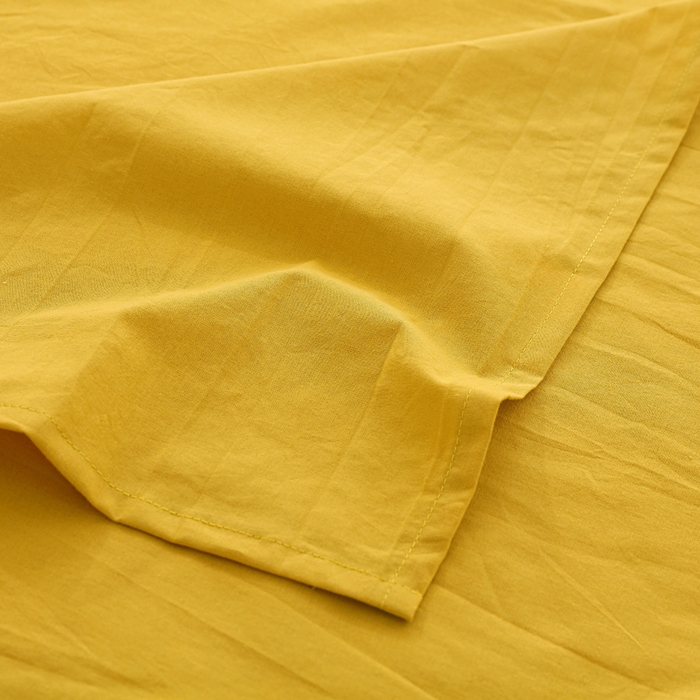91家纺网 家纺一手货源 找家纺 春皖家纺 2026新款色织AB版水洗棉三件套四件套单品系列（单床单-B版风格一） 素雅深黄