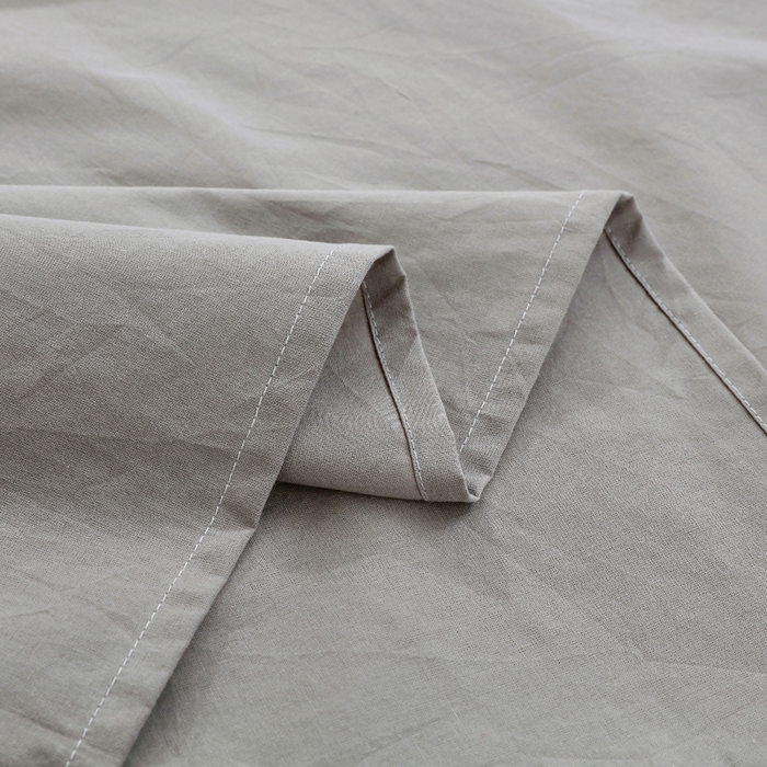 91家纺网 家纺一手货源 找家纺 春皖家纺 2026新款色织AB版水洗棉三件套四件套单品系列（单床单-B版风格一） 素雅浅灰