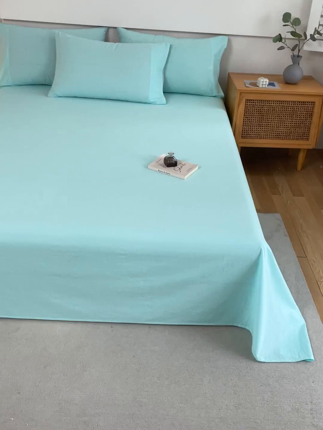 91家纺网 家纺一手货源 找家纺 春皖家纺 2026新款色织AB版水洗棉三件套四件套单品系列（单床单-B版风格一） 素雅翠兰