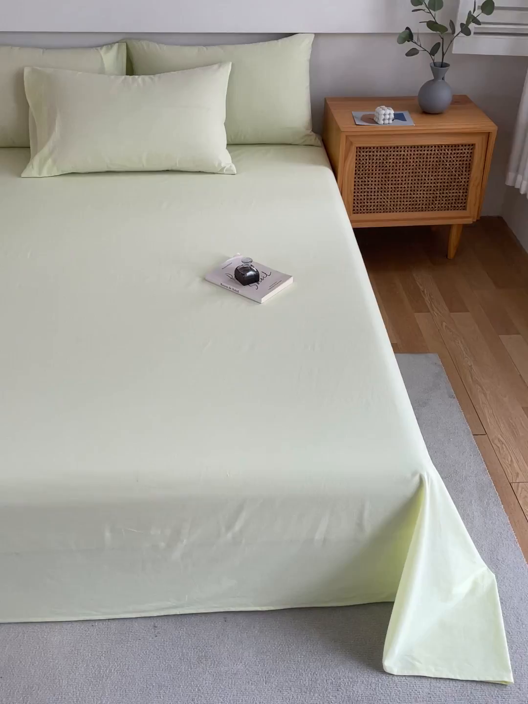 91家纺网 家纺一手货源 找家纺 春皖家纺 2026新款色织AB版水洗棉三件套四件套单品系列（单床单-B版风格一） 素雅淡黄