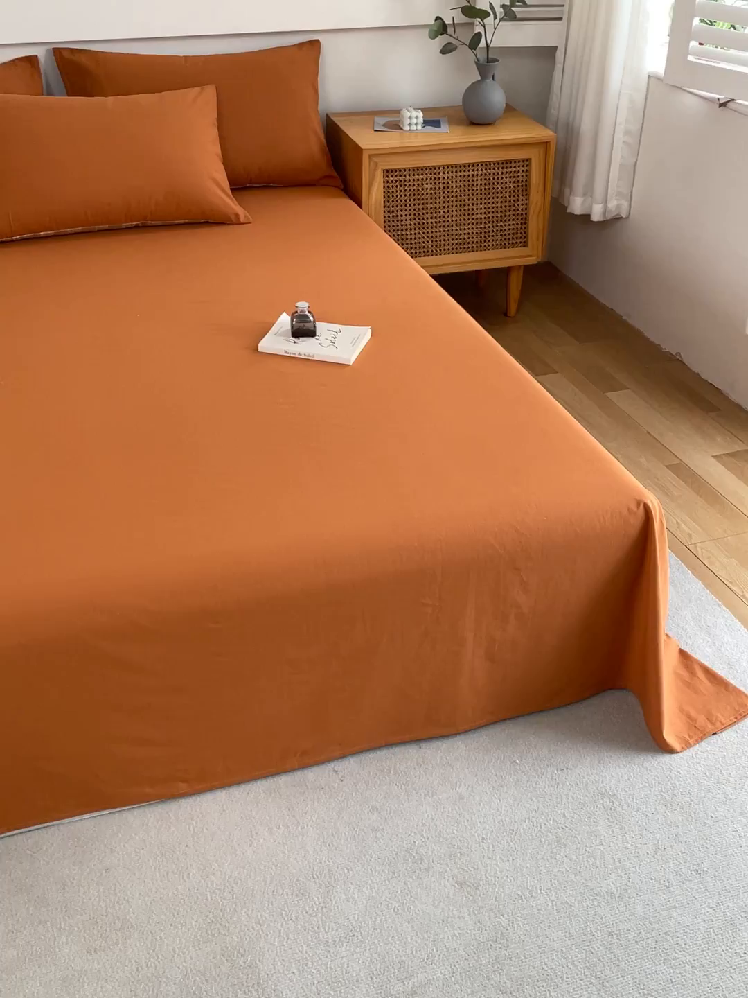 91家纺网 家纺一手货源 找家纺 春皖家纺 2026新款色织AB版水洗棉三件套四件套单品系列（单床单-B版风格一） 素雅焦糖