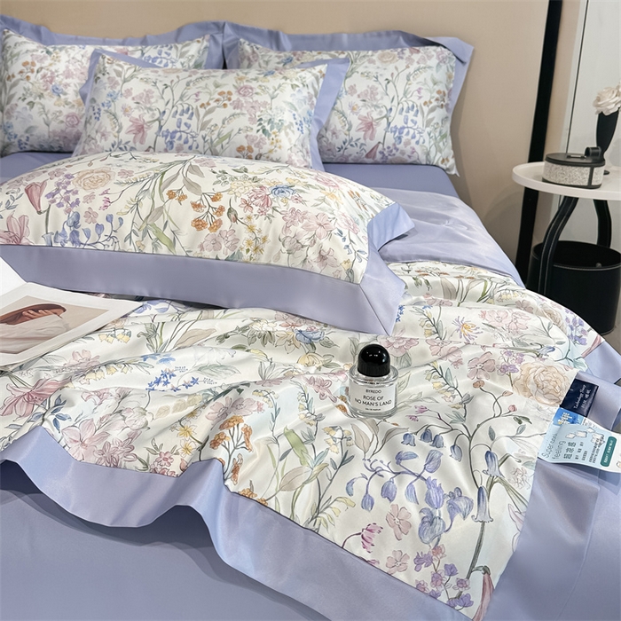 91家纺网 家纺一手货源 找家纺 笙意家纺 2026A类水洗冰丝数码印花宽边夏被四件套屿夏