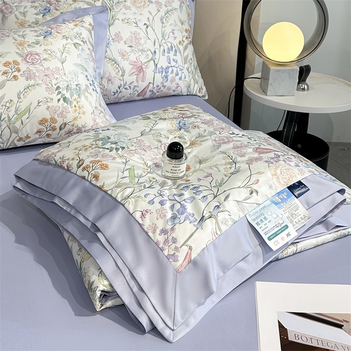 91家纺网 家纺一手货源 找家纺 笙意家纺 2026A类水洗冰丝数码印花宽边夏被四件套屿夏